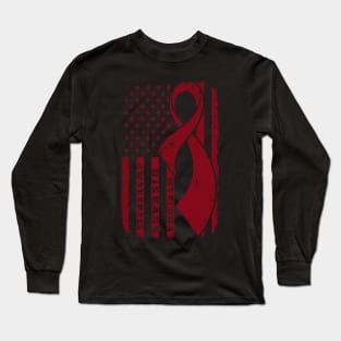 Myeloma Awareness Burgundy Ribbon In This Family No One Fights Alone Long Sleeve T-Shirt